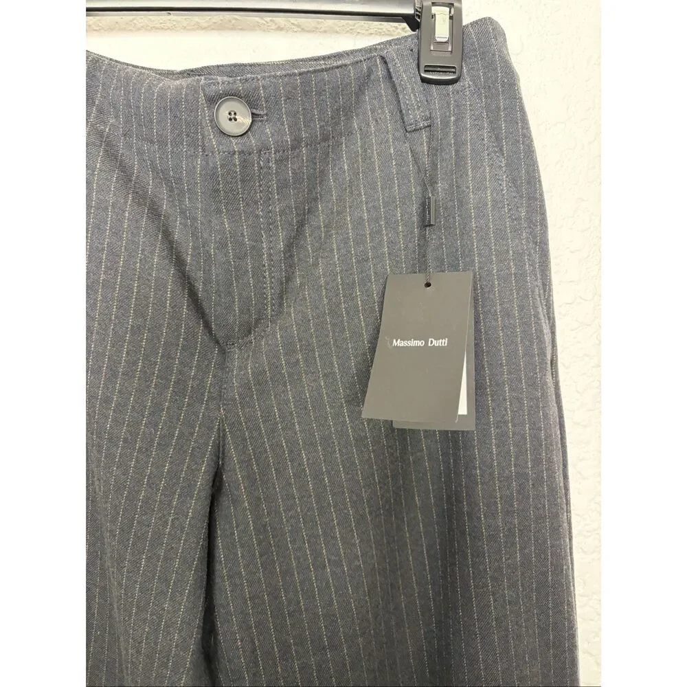 Massimo Dutti Pinstripe Wool Blend Tailored Trousers Gray EU 38 US 6 NWT - Picture 7 of 12